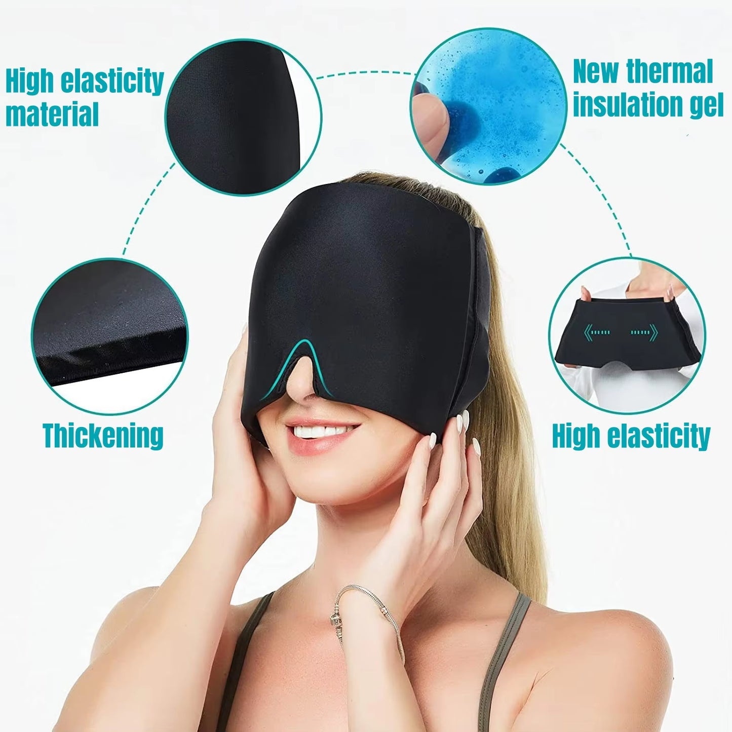 Migraine Relief Hat Headache Hat Gel Hot Cold Therapy Ice Cap for Relieve Pain Ice Hat Eye Mask Stress Pressure Pain Relief